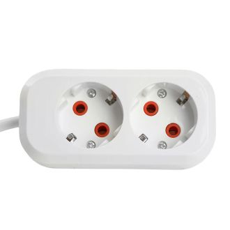 Удлинитель двухместный с/з STEKKER HM06-21-03 3x1мм2, 3м, серия Home, белый, 49340