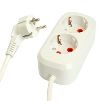 Удлинитель двухместный с/з STEKKER HM06-21-07 3x1мм2, 7м, серия Home, белый, 49342