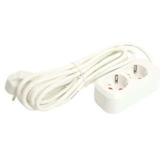 Удлинитель двухместный с/з STEKKER HM06-21-07 3x1мм2, 7м, серия Home, белый, 49342