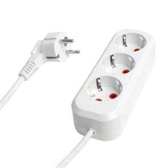 Удлинитель трехместный с/з STEKKER HM06-31-02 3x1мм2, 2м, серия Home, белый, 49347