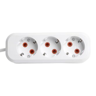 Удлинитель трехместный с/з STEKKER HM06-31-02 3x1мм2, 2м, серия Home, белый, 49347