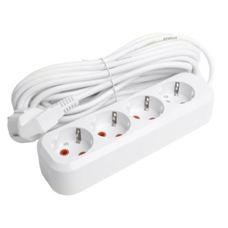 Удлинитель четырехместный c/з STEKKER HM06-40-05 3x1мм2, 5м, серия Home, белый, 49352
