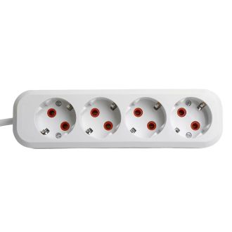 Удлинитель четырехместный c/з STEKKER HM06-40-05 3x1мм2, 5м, серия Home, белый, 49352