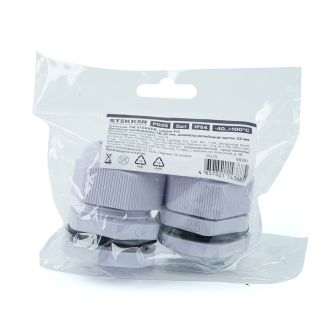 Сальник PG25 диаметр проводника 16-21 мм STEKKER, IP54, серый (DIY упаковка 2 шт) (без мембраны), 49381