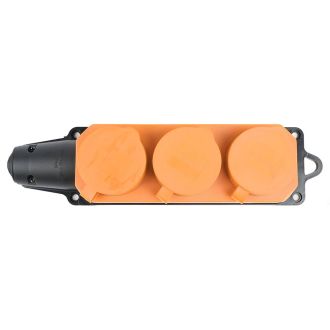 Розетка переносная 3-местная c/з STEKKER, RST16-23-44-5, штепсельная 250В, 16А, IP44, оранжевый, 49405