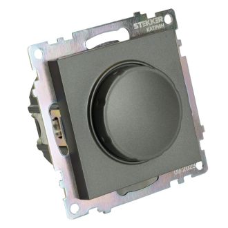Выключатель диммирующий TRIAC (механизм) 250В, 500W, серия Катрин, графит, GLS10-7106-06, STEKKER, 49413