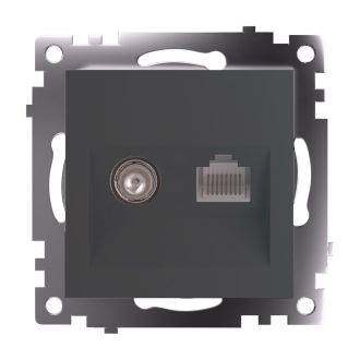 Розетка TV + компьютерная RJ-45 (механизм), серия Катрин, графит, GLS00-7106-06, STEKKER, 49417