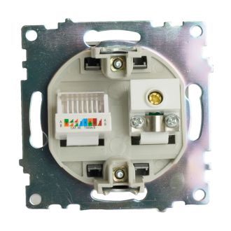 Розетка TV + компьютерная RJ-45 (механизм), серия Катрин, графит, GLS00-7106-06, STEKKER, 49417