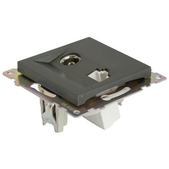 Розетка TV + компьютерная RJ-45 (механизм), серия Катрин, графит, GLS00-7106-06, STEKKER, 49417