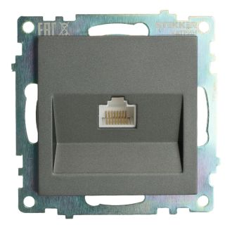 Розетка компьютерная 1-местная RJ-45 (механизм), серия Катрин, графит, GLS00-7107-06, STEKKER, 49418