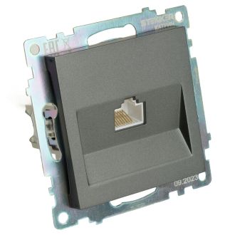 Розетка компьютерная 1-местная RJ-45 (механизм), серия Катрин, графит, GLS00-7107-06, STEKKER, 49418