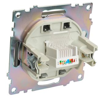 Розетка компьютерная 1-местная RJ-45 (механизм), серия Катрин, графит, GLS00-7107-06, STEKKER, 49418