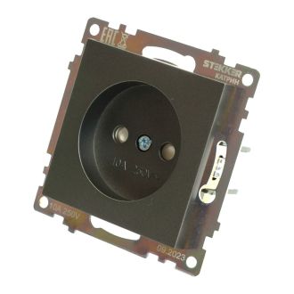 Розетка 1-местная с защитной шторкой (механизм) б/з, 250В, 10А, серия Катрин, графит, GLS10-7109-06, STEKKER, 49420