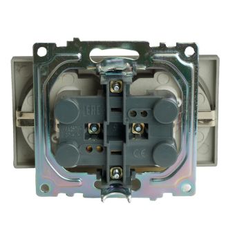 Розетка 2-местная с защитной шторкой (механизм) с/з, 250В, 16А, серия Катрин, графит, GLS16-7114-06, STEKKER, 49425