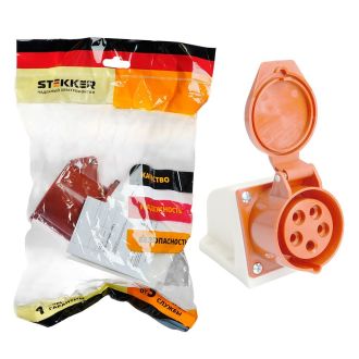 Розетка стационарная ST-115 16А 380В 3P+PE+N IP44, RST16-115-44, Stekker, 49435