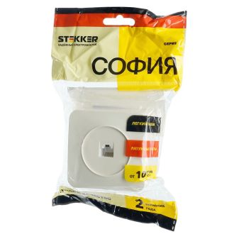 Розетка RJ-45 открытой установки, 1-местная, STEKKER, серия София, слоновая кость, MST00-20-04, 49482