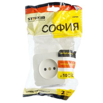 Розетка 1-местная б/з открытой установки, STEKKER, 250В, 10А, IP20, серия София, слоновая кость, MST10-11-04, 49484