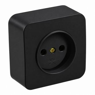 Розетка 1-местная б/з открытой установки, STEKKER, 250В, 10А, IP20, серия София, черный матовый, MST10-11-05, 49485
