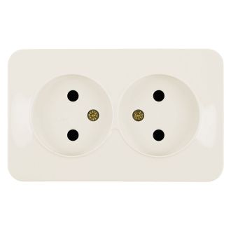 Розетка 2-местная б/з открытой установки, STEKKER, 250В, 10А, IP20, серия София, слоновая кость, MST10-12-04, 49495
