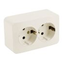 Розетка 2-местная с/з открытой установки, STEKKER, 250В, 16А, IP20, серия София, слоновая кость, MST16-12-04, 49497