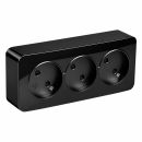Розетка 3-местная с/з открытой установки, STEKKER, 250В, 16А, IP20, серия София, черный матовый, MST16-13-05, 49502