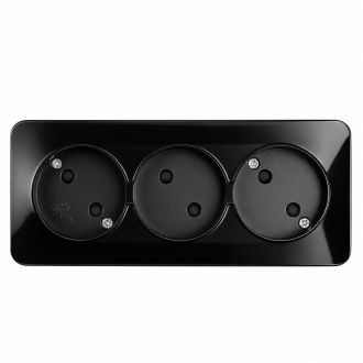 Розетка 3-местная с/з открытой установки, STEKKER, 250В, 16А, IP20, серия София, черный матовый, MST16-13-05, 49502