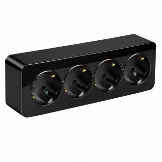 Розетка 4-местная с/з открытой установки, STEKKER, 250В, 16А, IP20, серия София, черный матовый, MST16-14-05, 49506