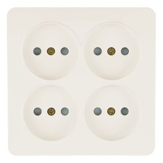 Розетка 4-местная б/з открытой установки, квадрат, STEKKER, 250В, 10А, IP20, серия София, слоновая кость, MST10-14S-04, 49507