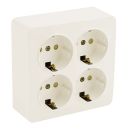 Розетка 4-местная с/з открытой установки, квадрат, STEKKER, 250В, 16А, IP20, серия София, слоновая кость, MST16-14S-04, 49509