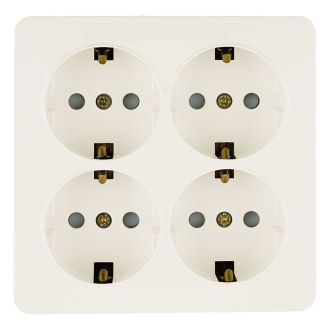 Розетка 4-местная с/з открытой установки, квадрат, STEKKER, 250В, 16А, IP20, серия София, слоновая кость, MST16-14S-04, 49509