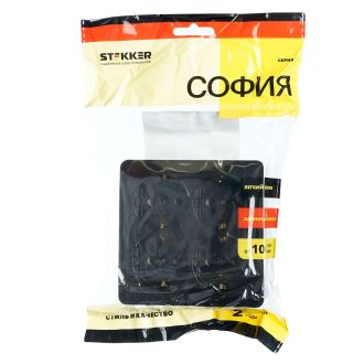 Розетка 4-местная с/з открытой установки, квадрат, STEKKER, 250В, 16А, IP20, серия София, черный матовый, MST16-14S-05, 49510