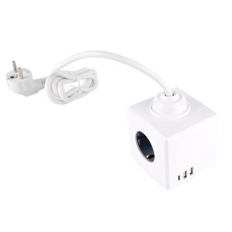 Удлинитель 3-местный с/з, 3x1мм2, 1.5м, 250В, 16А, 2USB+1С, 5V 3,1А, серия Comfort, белый, STEKKER HM10-41-01, 49571