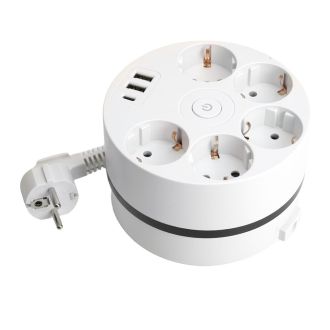 Удлинитель 5-местный с/з, 3x1мм2, 2.5м, 250В, 16А, 2USB+С 5V 3,1А, серия Comfort, белый, STEKKER HM10-51-01, 49591