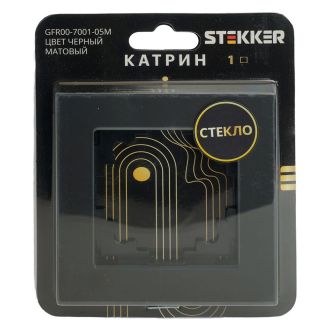 Рамка 1-местная, стекло, STEKKER GFR00-7001-05М, серия Катрин, черный матовый, 49600