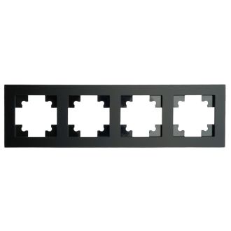 Рамка 4-местная, стекло, STEKKER GFR00-7004-05М, серия Катрин, черный матовый, 49603