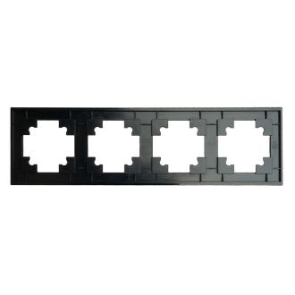 Рамка 4-местная, стекло, STEKKER GFR00-7004-05М, серия Катрин, черный матовый, 49603