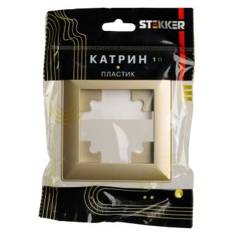 Рамка STEKKER, PFR00-7001-08 1-местная, пластик, серия Катрин, золото, 49606
