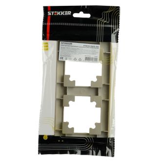Рамка STEKKER, PFR00-7002-08 2-местная, пластик, серия Катрин, золото, 49607