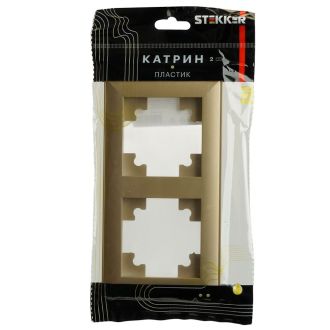 Рамка STEKKER, PFR00-7002-08 2-местная, пластик, серия Катрин, золото, 49607