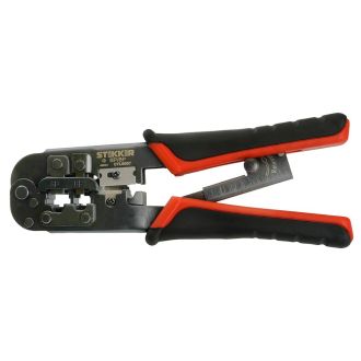 Кримпер STEKKER CTLS007 для обжима RJ разъемов RJ-45 (8P8C), RJ-12 (6P6C) и RJ-11 (6P4C и 6P2C), черный, красный, 49613
