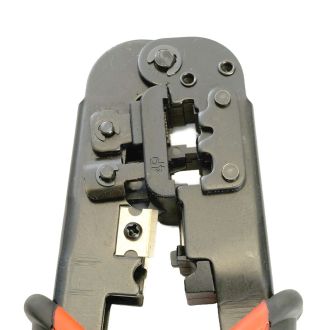 Кримпер STEKKER CTLS007 для обжима RJ разъемов RJ-45 (8P8C), RJ-12 (6P6C) и RJ-11 (6P4C и 6P2C), черный, красный, 49613
