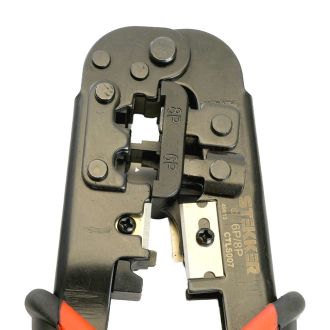 Кримпер STEKKER CTLS007 для обжима RJ разъемов RJ-45 (8P8C), RJ-12 (6P6C) и RJ-11 (6P4C и 6P2C), черный, красный, 49613