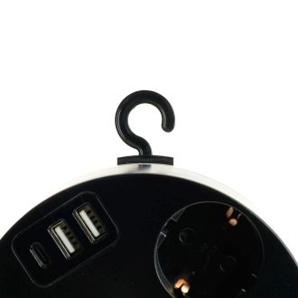 Удлинитель 5-местный с/з, 3x1мм2, 2.5м, 250В, 16А, 2USB+С 5V 3,1А, серия Comfort, черный, STEKKER HM10-51-01, 49656