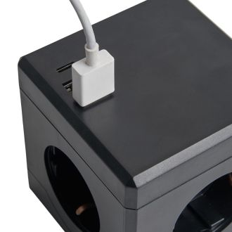 Удлинитель 3-местный с/з, 3x1мм2, 1.5м, 250В, 16А, 2USB+1С, 5V 3,1А, серия Comfort, черный, STEKKER HM10-41-01, 49657