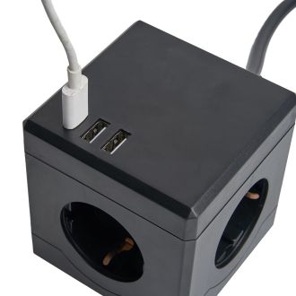 Удлинитель 3-местный с/з, 3x1мм2, 1.5м, 250В, 16А, 2USB+1С, 5V 3,1А, серия Comfort, черный, STEKKER HM10-41-01, 49657