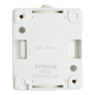 Выключатель 2-клавишный, STEKKER, PSW10-221-54, открытой установки, 250В, 10А, IP54, белый/серый, 49733