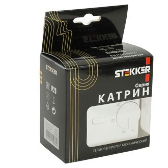 Терморегулятор механический для теплого пола (механизм), STEKKER GLS00-7117-01, 250В, 3500Вт, серия Катрин, белый, 49740