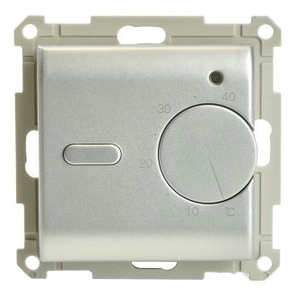 Терморегулятор механический для теплого пола (механизм), STEKKER GLS00-7117-03, 250В, 3500Вт, серия Катрин, серебро, 49742