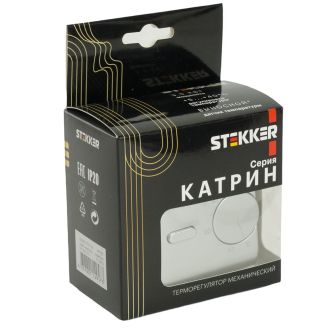 Терморегулятор механический для теплого пола (механизм), STEKKER GLS00-7117-03, 250В, 3500Вт, серия Катрин, серебро, 49742