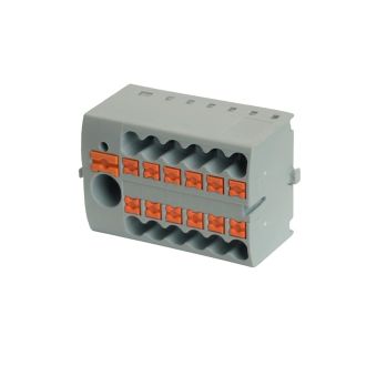 Зажим блочный (групп) для распред.тока нагрузки push-in на 12 точек, сеч 2,5 мм2, 690V, 41А, 1точка интегр. питание, LD580 PTFIX 6-12/25, STEKKER, 49748